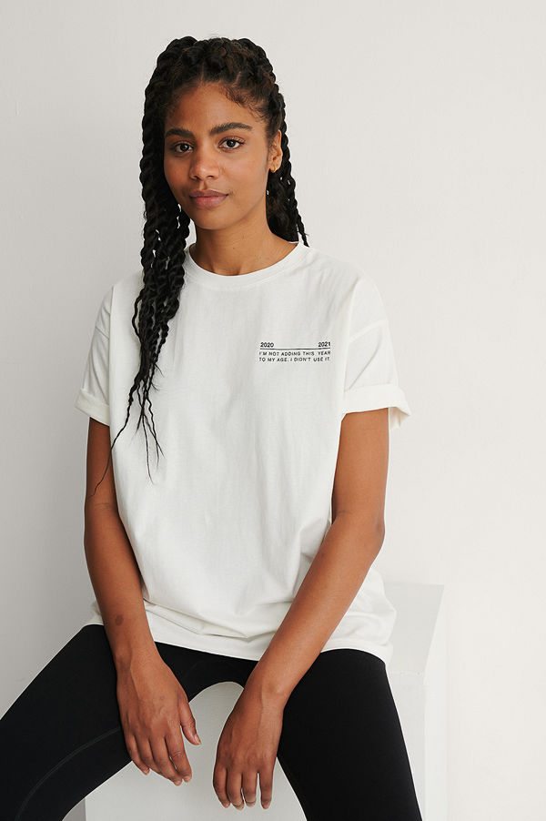NA-KD Trend Ekologisk Oversize T-Shirt Med Rund Hals vit