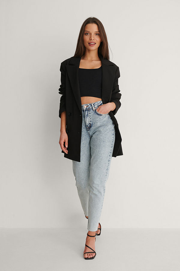 NA-KD Reborn Mom-Jeans Med Rå Kant blå