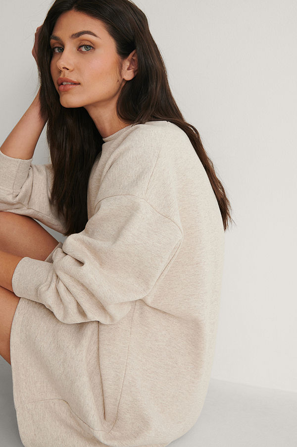 NA-KD Trend Ekologisk Oversize Sweatshirtklänning beige