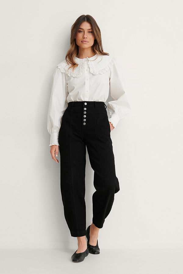 NA-KD Reborn Ekologiska Jeans Med Knappar svart