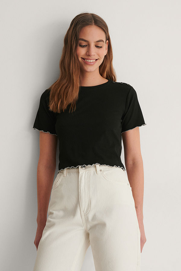 Trendyol Ribbad T-Shirt svart
