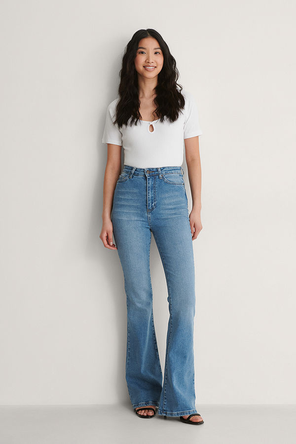 Trendyol Utsvängda Jeans Med Hög Midja blå