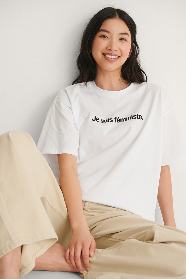 NA-KD Trend Je Suis Feminist T-Shirt vit