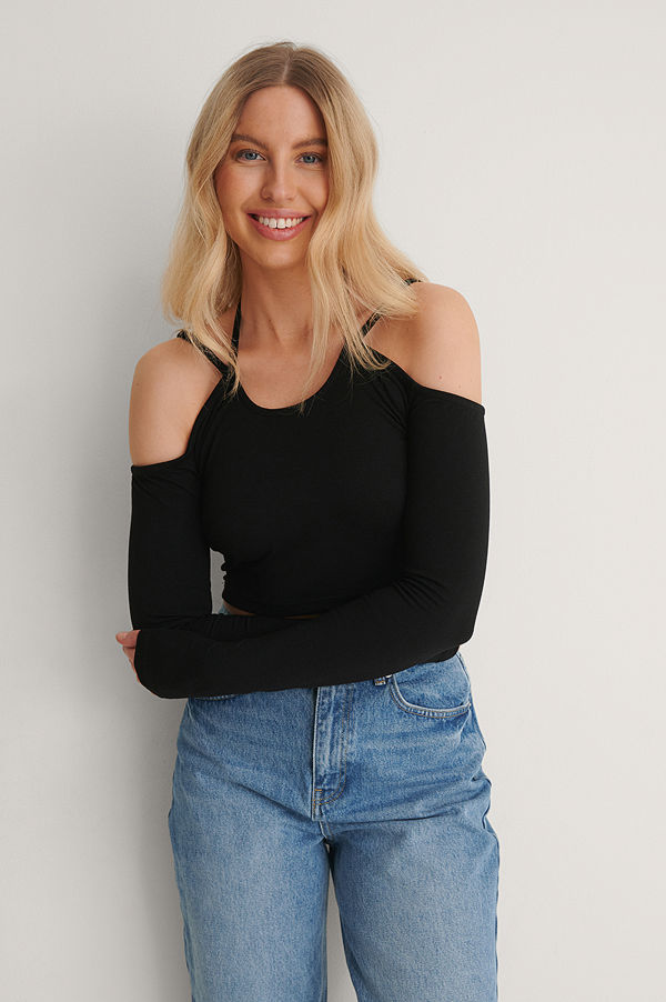 NA-KD Trend Recycled Offshouldertopp Med Knytdetalj svart