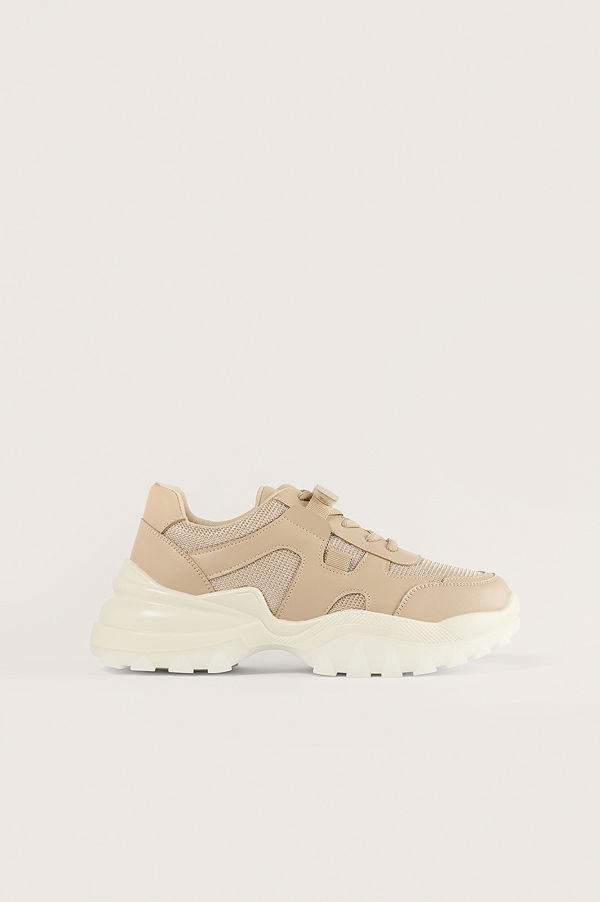 NA-KD Shoes Slim Velcro -Bandsträningsskor beige