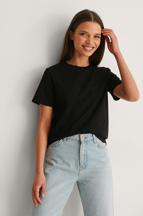NA-KD Basic T-Shirt I Organisk Bomull Med Rund Hals svart