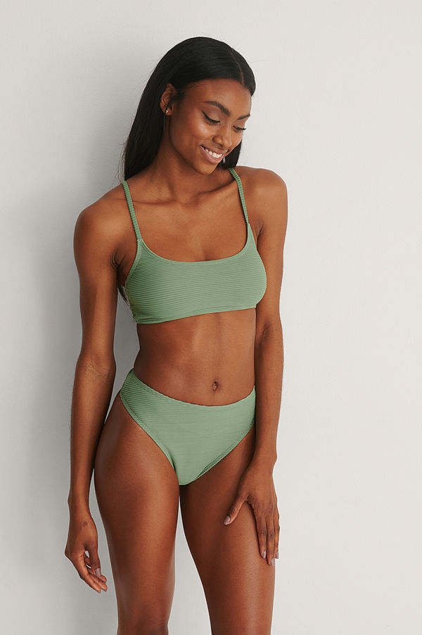 NA-KD Swimwear Recycled Bikiniunderdel Med Hög Midja grön