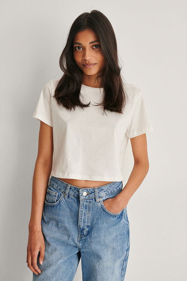 Trendyol Ekologisk Croppad T-shirt vit