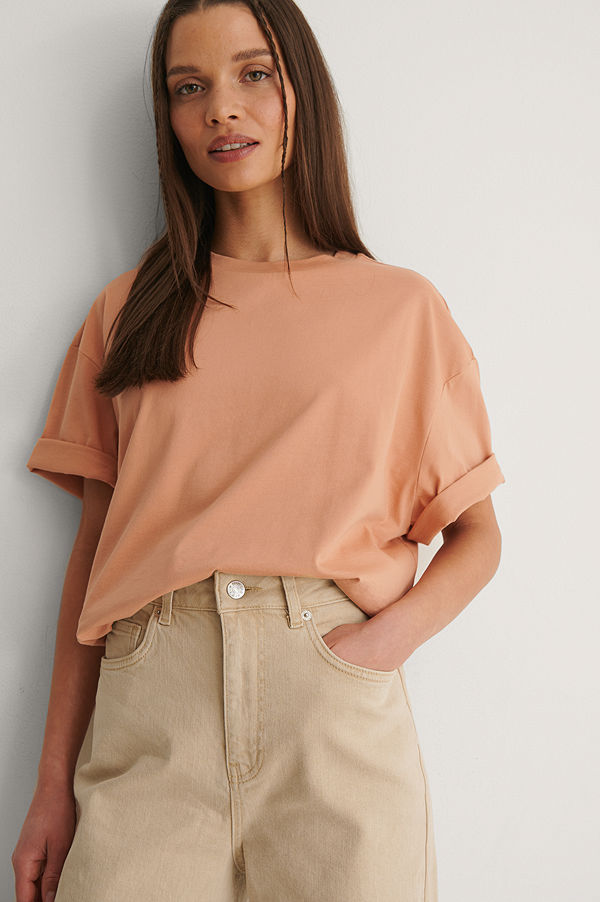 NA-KD Basic Ekologisk Boxig Oversize T-shirt orange