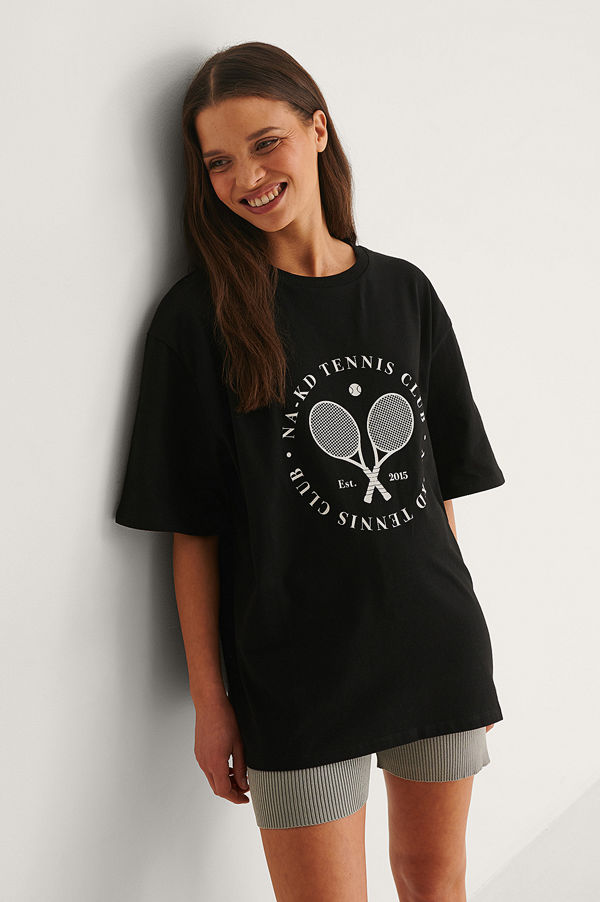 NA-KD T-Shirt Med Tennis Club Circle-Tryck svart
