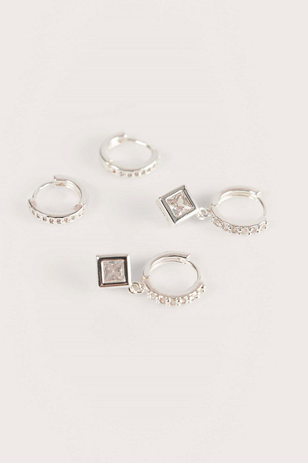 NA-KD Accessories smycke 2-Pack Silverpläterade Hoops silver