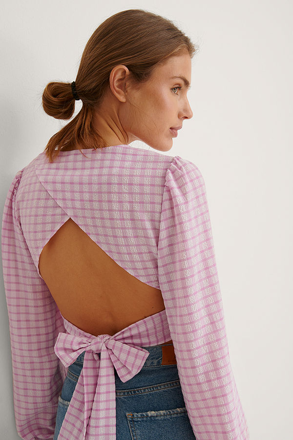 NA-KD Blus Med Knytning Bak rosa