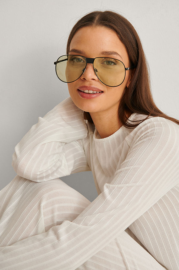 NA-KD Accessories Oversize Pilot Sunglasses grön