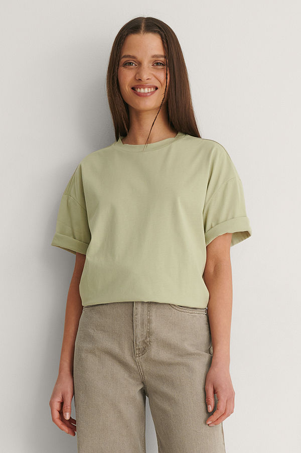 NA-KD Basic Ekologisk Boxig Oversize T-shirt grön