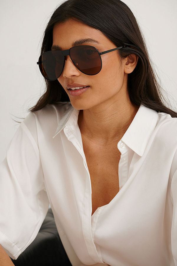 NA-KD Accessories Oversize Pilot Sunglasses brun