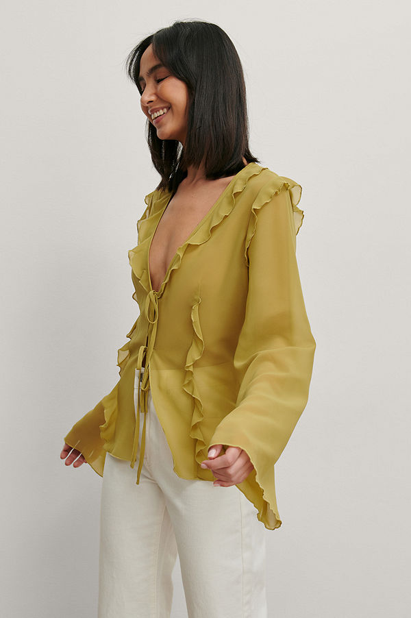 Matiamu By Sofia x NA-KD Recycled Blus Med Knytdetaljer grön