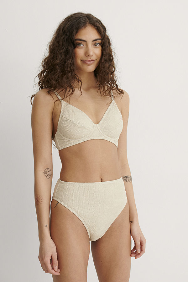 NA-KD Swimwear Bikinitrosa Med Hög Midja beige