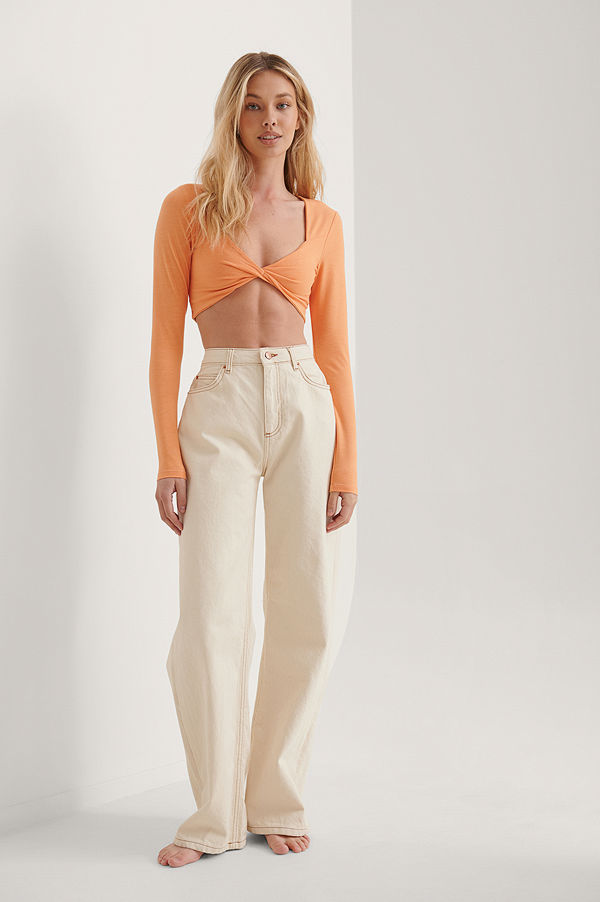 NA-KD Trend Recycled Croppad Topp Med Vriden Detalj orange
