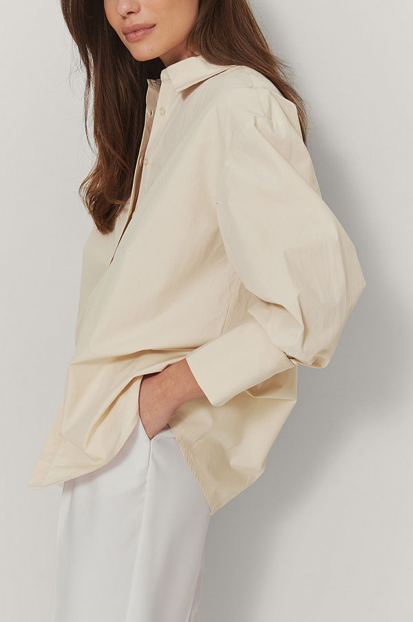 Mathilde Gøhler x NA-KD Oversize Skjorta beige
