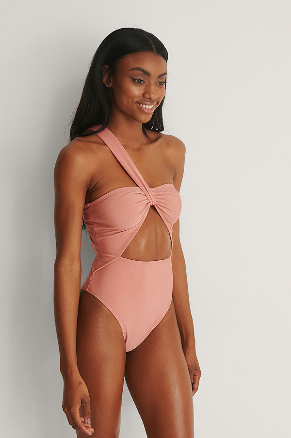 NA-KD Swimwear Recycled Baddräkt Med Ett Axelband rosa