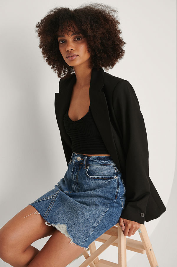 NA-KD Trend Minikjol I Denim Med Slitna Detaljer blå
