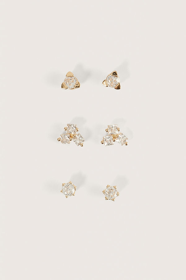 NA-KD Accessories smycke 3-Pack Gulpläterade 18K Örhängen guld
