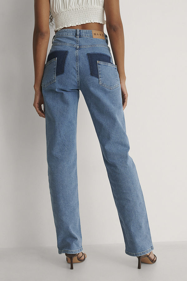 Pelican Bay x NA-KD Ekologiska Denim Med Detalj Bak blå