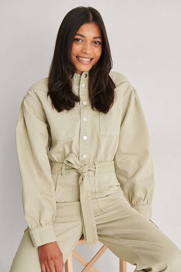 NA-KD Trend Ekologisk Färgad Jumpsuit I Denim beige