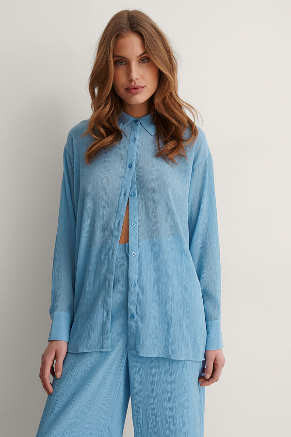 NA-KD Trend Oversize Skjorta blå