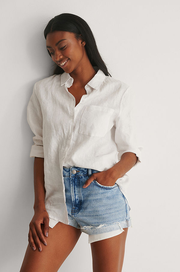 NA-KD Trend Recycled Denimshorts Med Uppvik Med Vintagelook blå