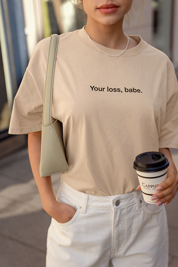 NA-KD Ekologisk Organisk T-shirt Med Tryck beige