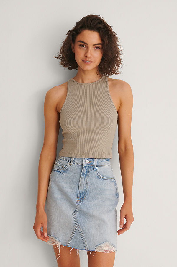 NA-KD Trend Minikjol I Denim Med Slitna Detaljer blå