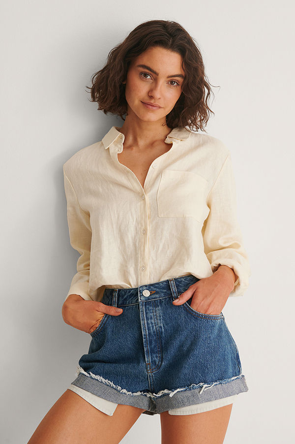 NA-KD Trend Recycled Denimshorts Med Uppvik Med Vintagelook blå