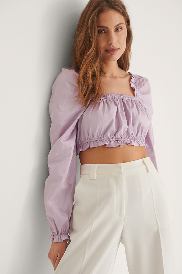 NA-KD Boho Recycled Crop-topp lila