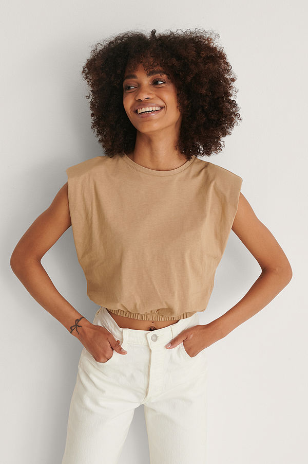 Trendyol T-Shirt Med Axelvaddar beige