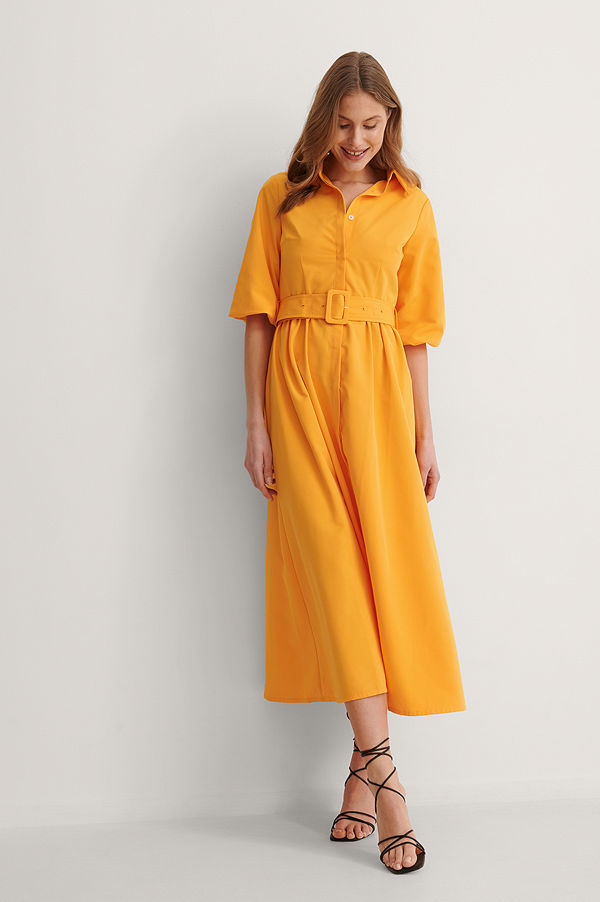 NA-KD Trend smycke Långärmad Maxiklänning orange