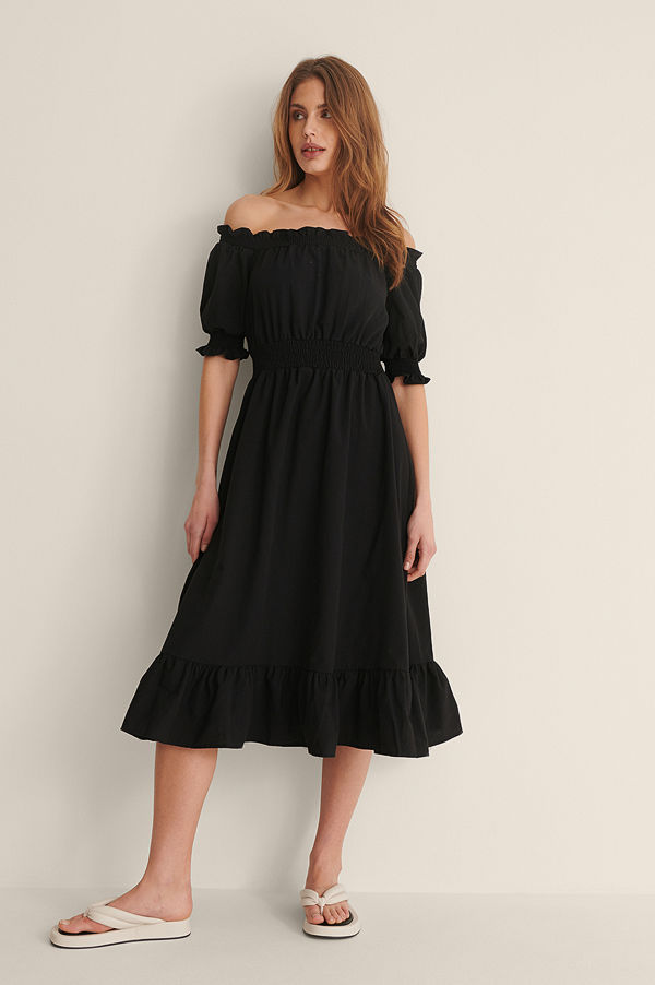 Trendyol Midiklänning I Offshoulder-Modell svart