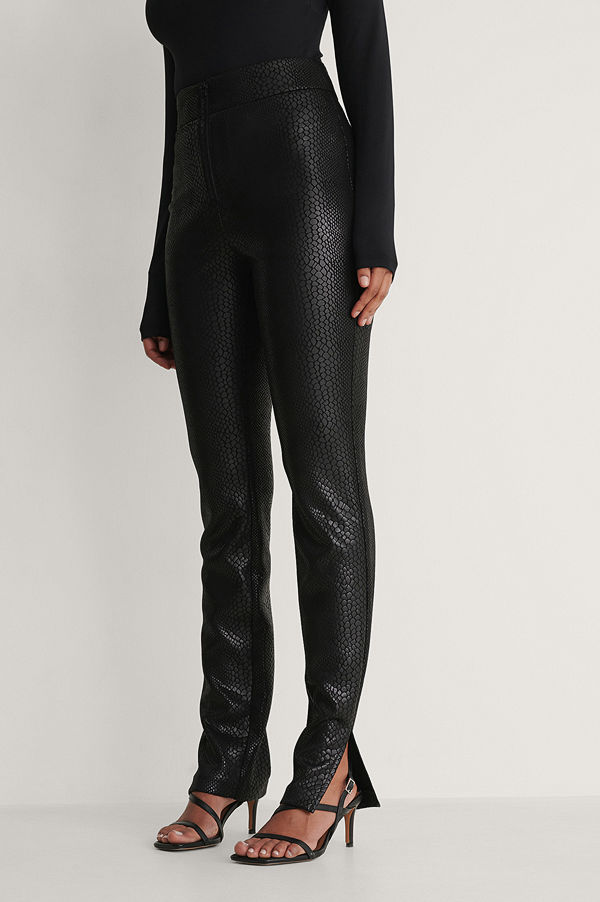NA-KD Trend Front Zip Pants svart