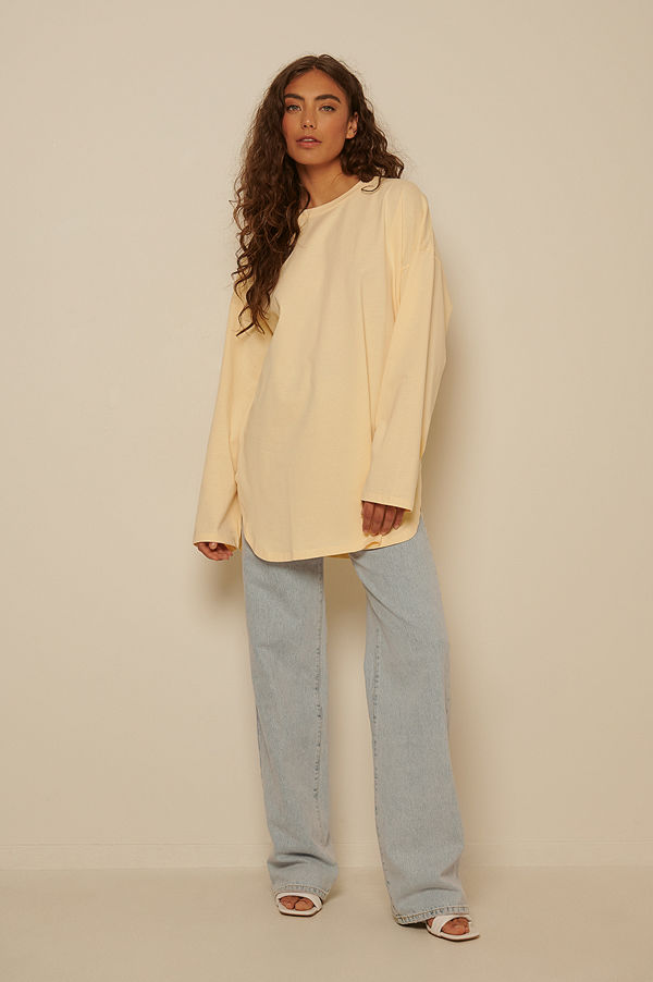 NA-KD Basic Ekologisk Oversize T-shirt Med Sidoslits gul
