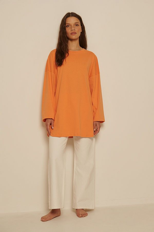 NA-KD Basic Ekologisk Oversize T-shirt Med Sidoslits orange