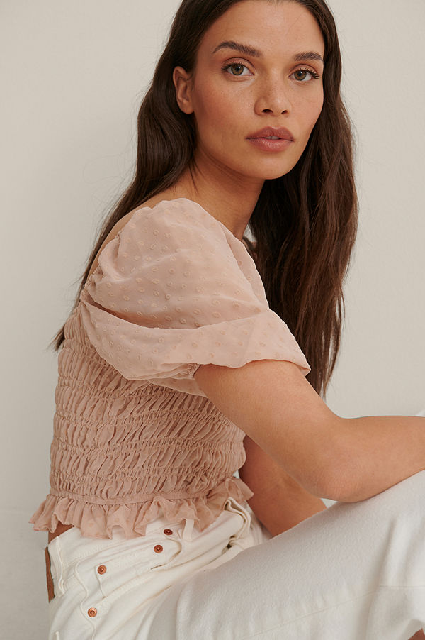 Trendyol Blus Med Axeldetaljer rosa