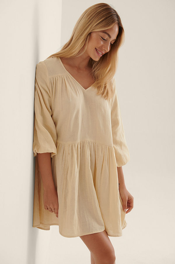NA-KD Boho Ekologisk Miniklänning I Bomull beige