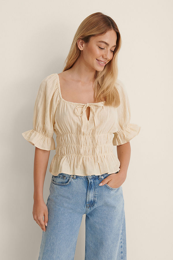 NA-KD Boho Ekologisk Mjuk Bomullstopp beige