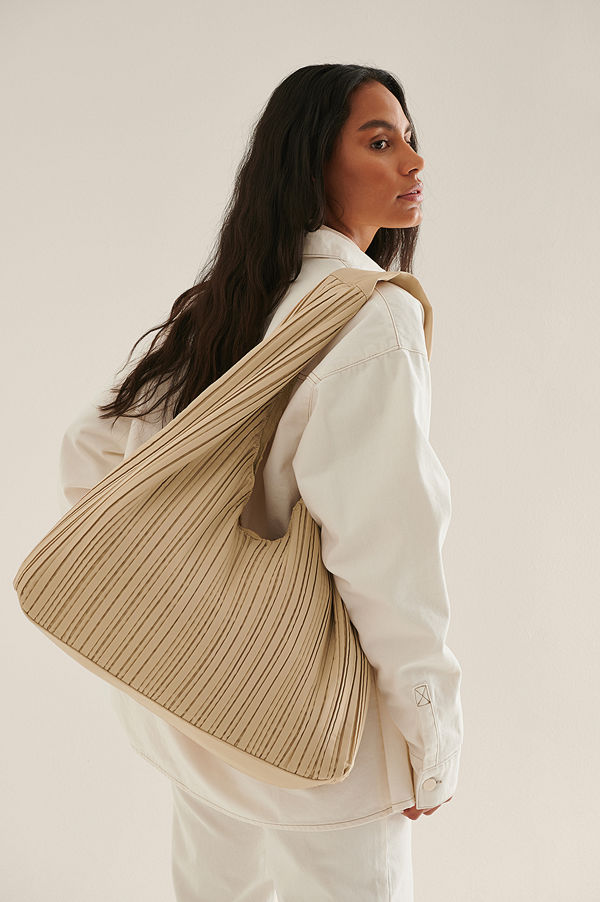 NA-KD Accessories randig axelväska Strukturerad Shoppingväska beige