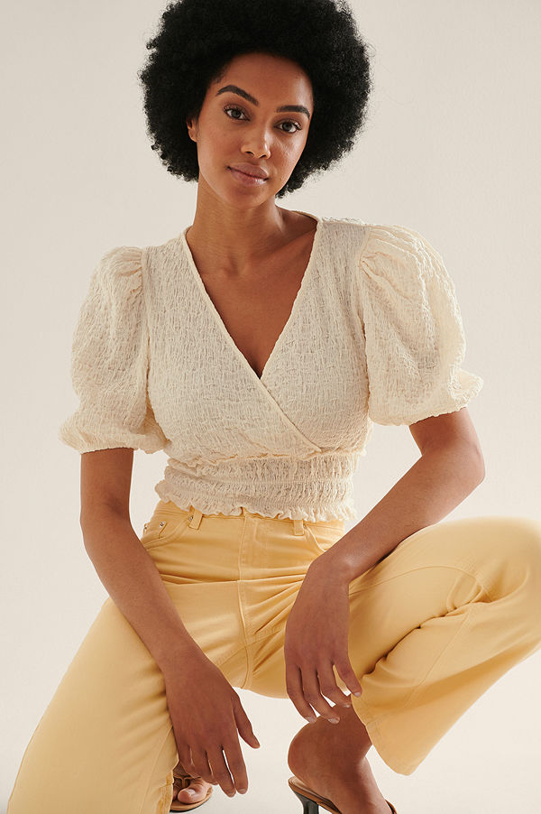 Mango Blus Med Struktur offvit