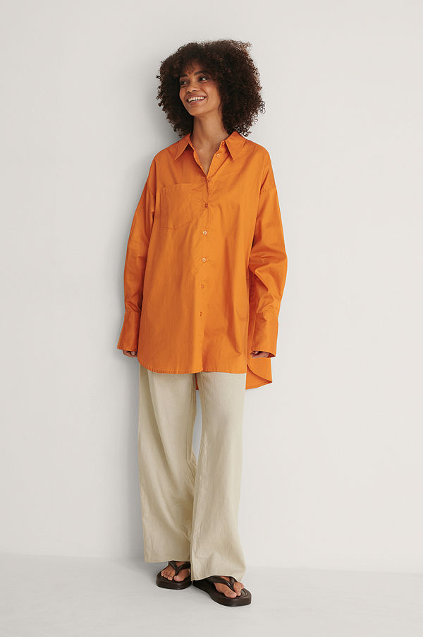 NA-KD Trend Recycled Oversize Skjorta Med Ficka orange