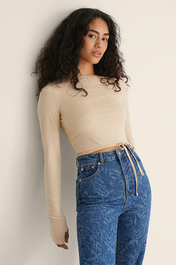 Chloé Monchamp x NA-KD Långärmad Topp Med Band beige