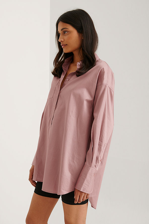 NA-KD Trend Recycled Oversize Skjorta Med Ficka rosa