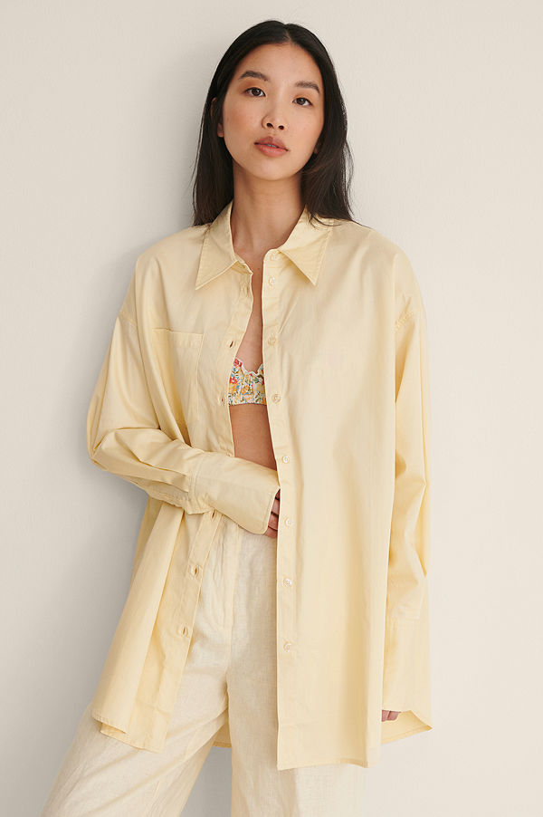 NA-KD Trend Recycled Oversize Skjorta Med Ficka gul