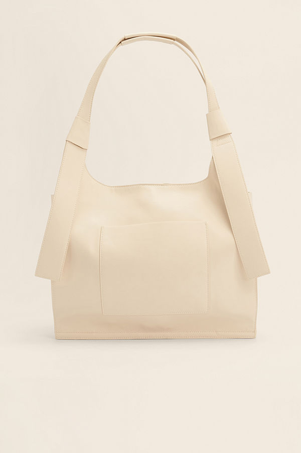 NA-KD Accessories omönstrad axelväska Recycled stor, rutig shopper offvit